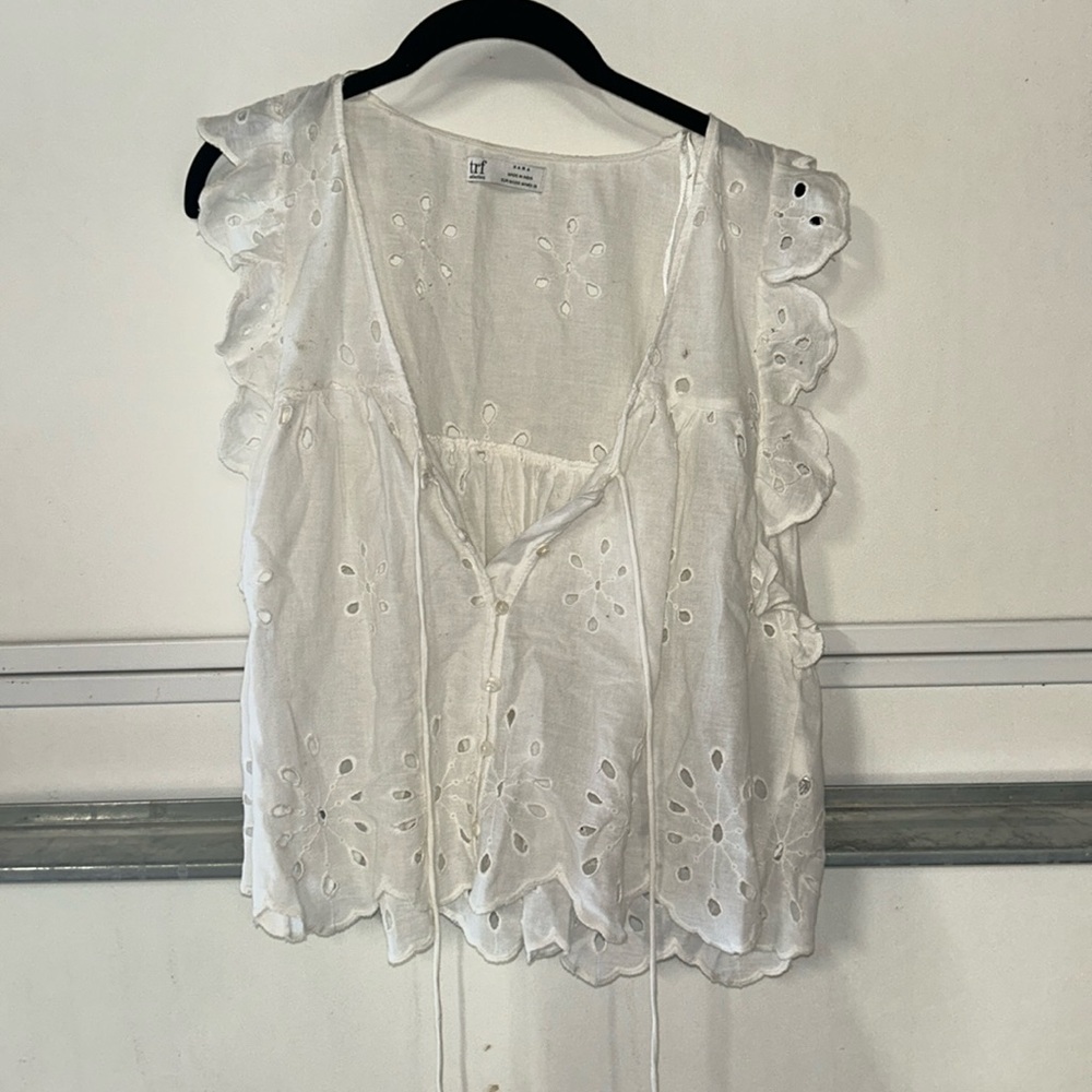 Zara Eyelet Blouse Top
